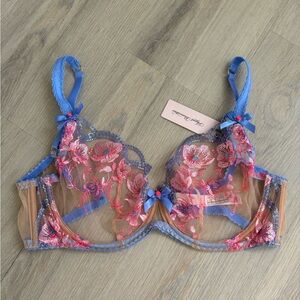Agent Provocateur Blue and Pink Floral Bra